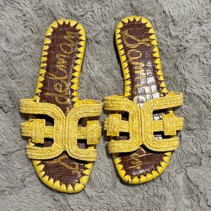 Sam Edelman Yellow Braided Double-Strap Slides